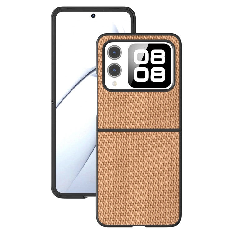 For Huawei nova Flip 5G Case Carbon Fiber Texture PU+PC Phone Cover - Light Yellow