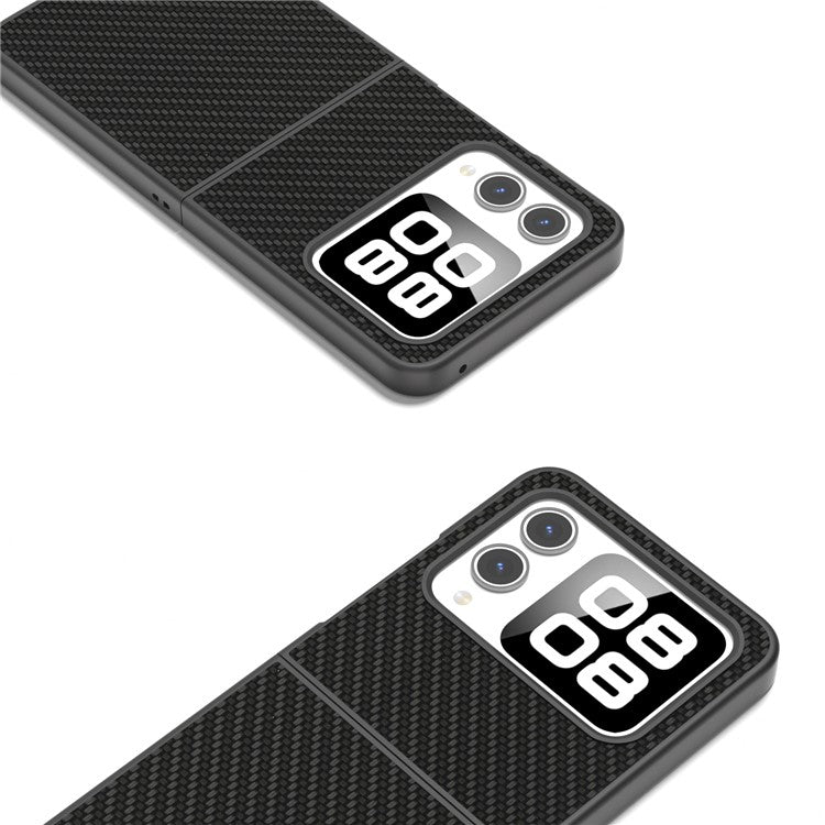 For Huawei nova Flip 5G Case Carbon Fiber Texture PU+PC Phone Cover - Black