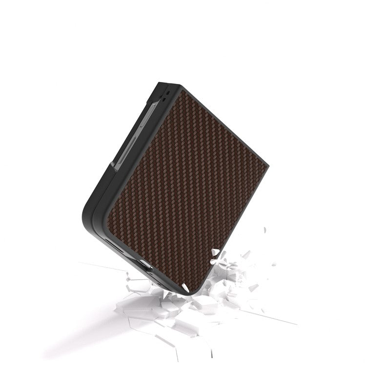 For Huawei nova Flip 5G Case Carbon Fiber Texture PU+PC Phone Cover - Brown