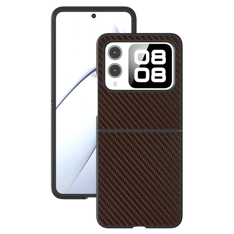 For Huawei nova Flip 5G Case Carbon Fiber Texture PU+PC Phone Cover - Brown