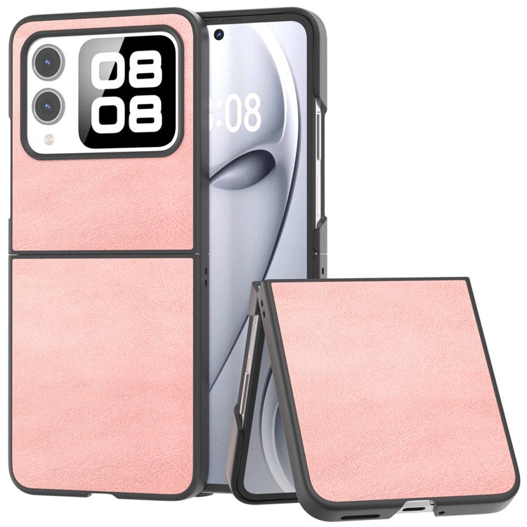 For Huawei nova Flip 5G Case Cowhide Texture Hard PC+PU Protective Phone Cover - Pink