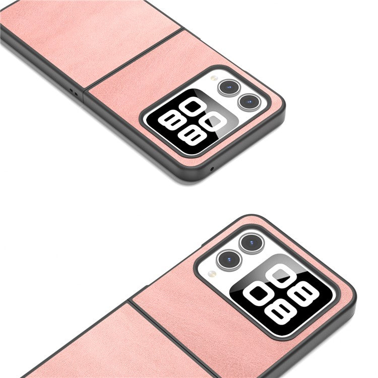 For Huawei nova Flip 5G Case Cowhide Texture Hard PC+PU Protective Phone Cover - Pink