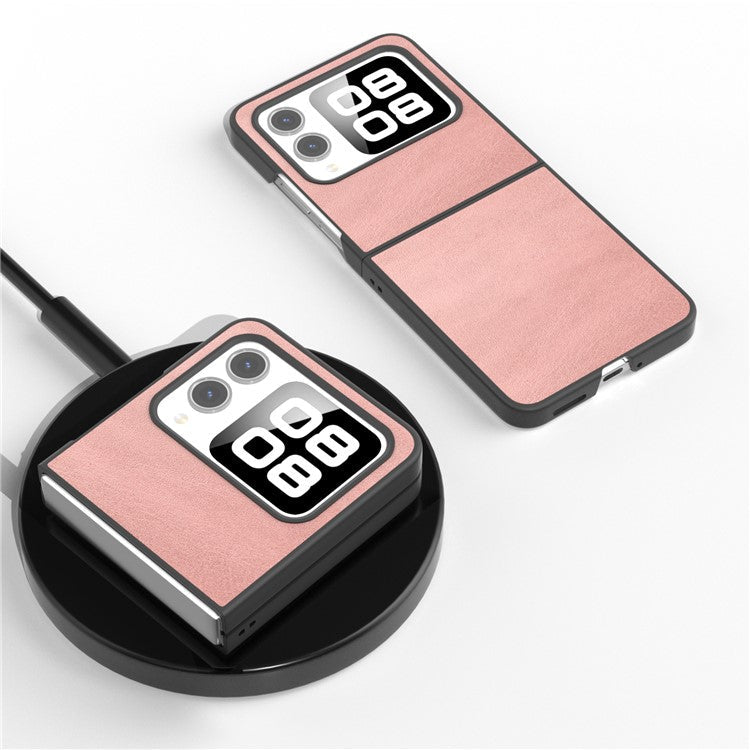 For Huawei nova Flip 5G Case Cowhide Texture Hard PC+PU Protective Phone Cover - Pink