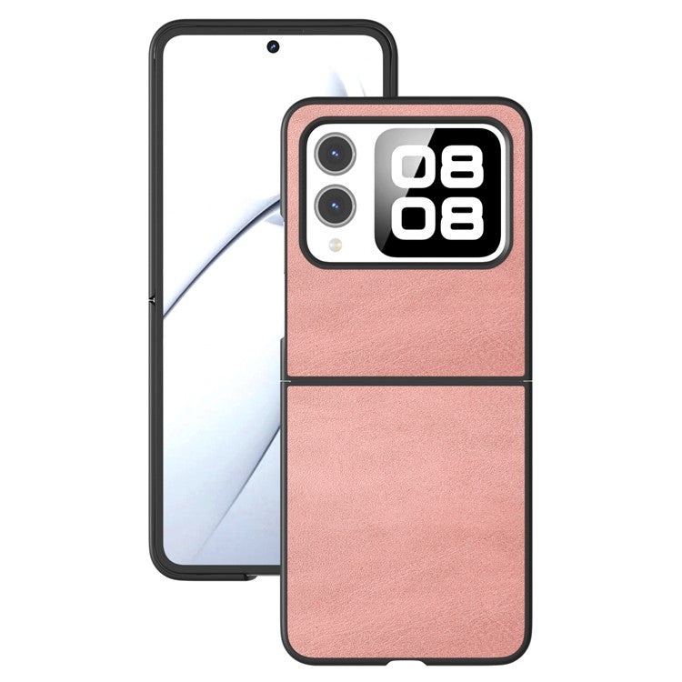 For Huawei nova Flip 5G Case Cowhide Texture Hard PC+PU Protective Phone Cover - Pink