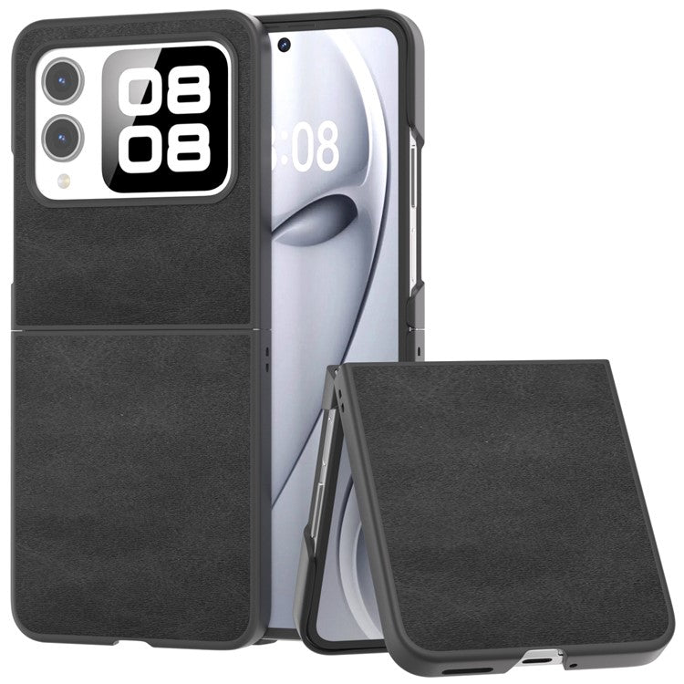 For Huawei nova Flip 5G Case Cowhide Texture Hard PC+PU Protective Phone Cover - Black