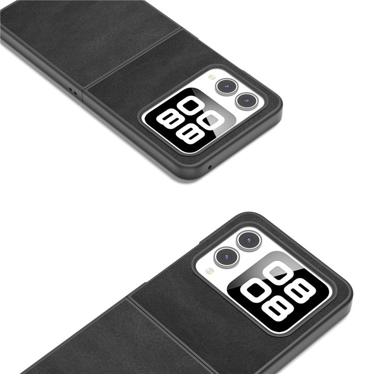 For Huawei nova Flip 5G Case Cowhide Texture Hard PC+PU Protective Phone Cover - Black