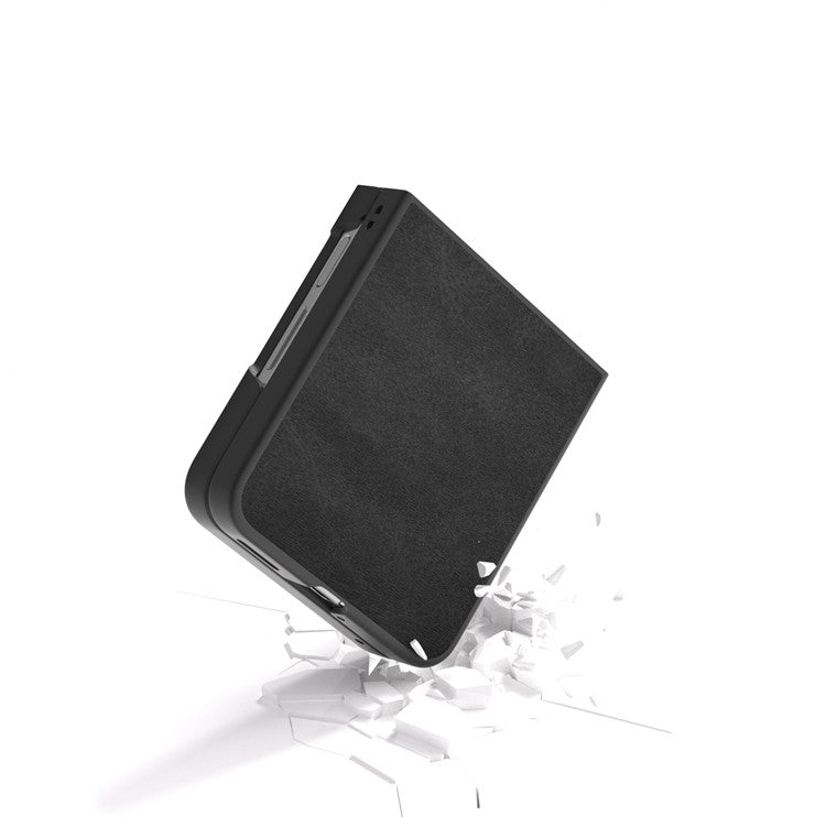 For Huawei nova Flip 5G Case Cowhide Texture Hard PC+PU Protective Phone Cover - Black