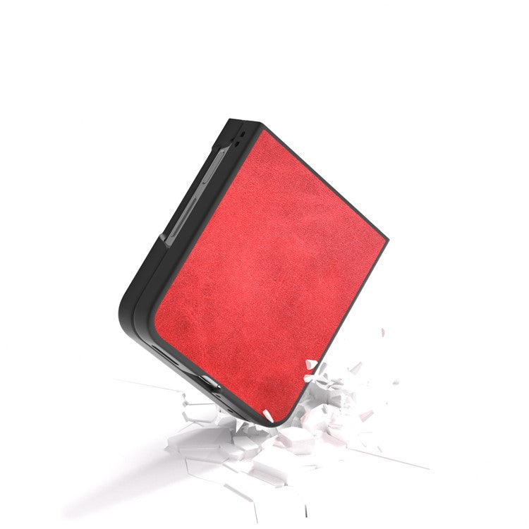 For Huawei nova Flip 5G Case Cowhide Texture Hard PC+PU Protective Phone Cover - Red