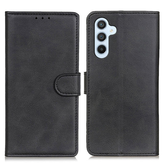 For Samsung Galaxy A16 5G / A16 4G Stand Wallet Case Cowhide Texture Leather Phone Cover - Black