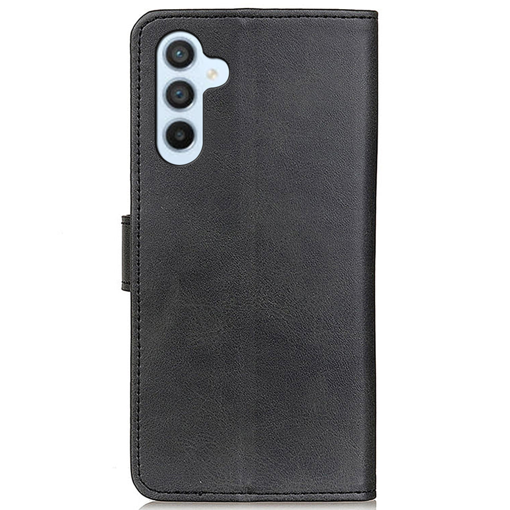 For Samsung Galaxy A16 5G / A16 4G Stand Wallet Case Cowhide Texture Leather Phone Cover - Black