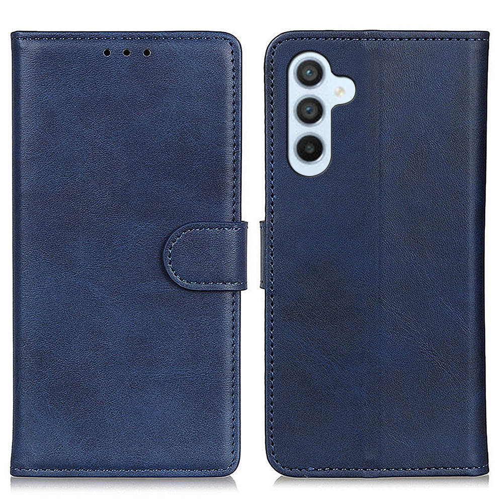 For Samsung Galaxy A16 5G / A16 4G Stand Wallet Case Cowhide Texture Leather Phone Cover - Blue