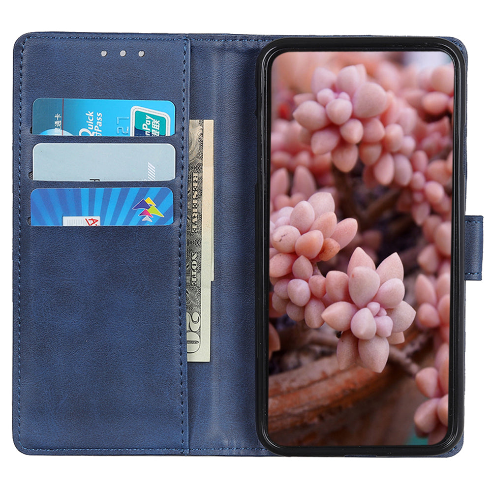 For Samsung Galaxy A16 5G / A16 4G Stand Wallet Case Cowhide Texture Leather Phone Cover - Blue