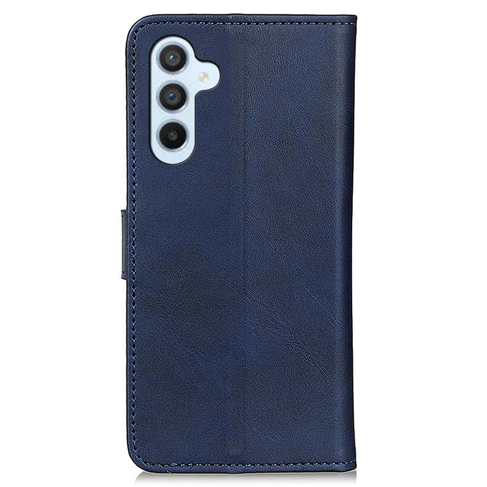 For Samsung Galaxy A16 5G / A16 4G Stand Wallet Case Cowhide Texture Leather Phone Cover - Blue