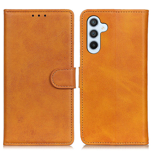 For Samsung Galaxy A16 5G / A16 4G Stand Wallet Case Cowhide Texture Leather Phone Cover - Brown