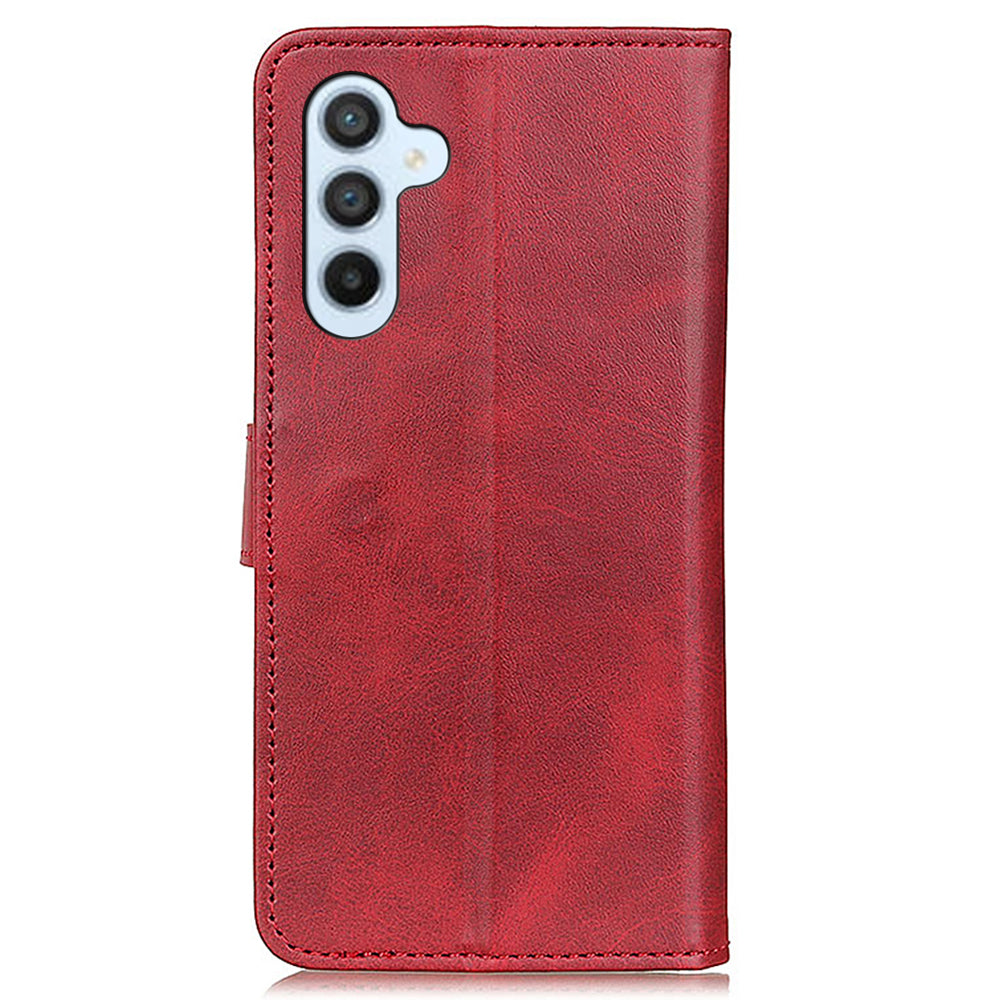 For Samsung Galaxy A16 5G / A16 4G Stand Wallet Case Cowhide Texture Leather Phone Cover - Red