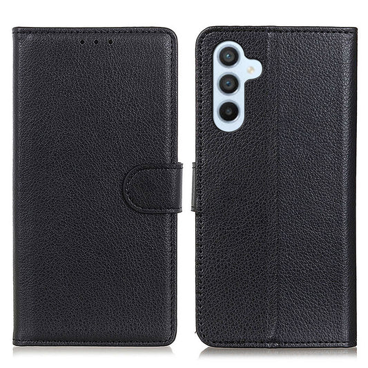 For Samsung Galaxy A16 5G / A16 4G Wallet Case PU Leather Phone Cover Litchi Texture - Black