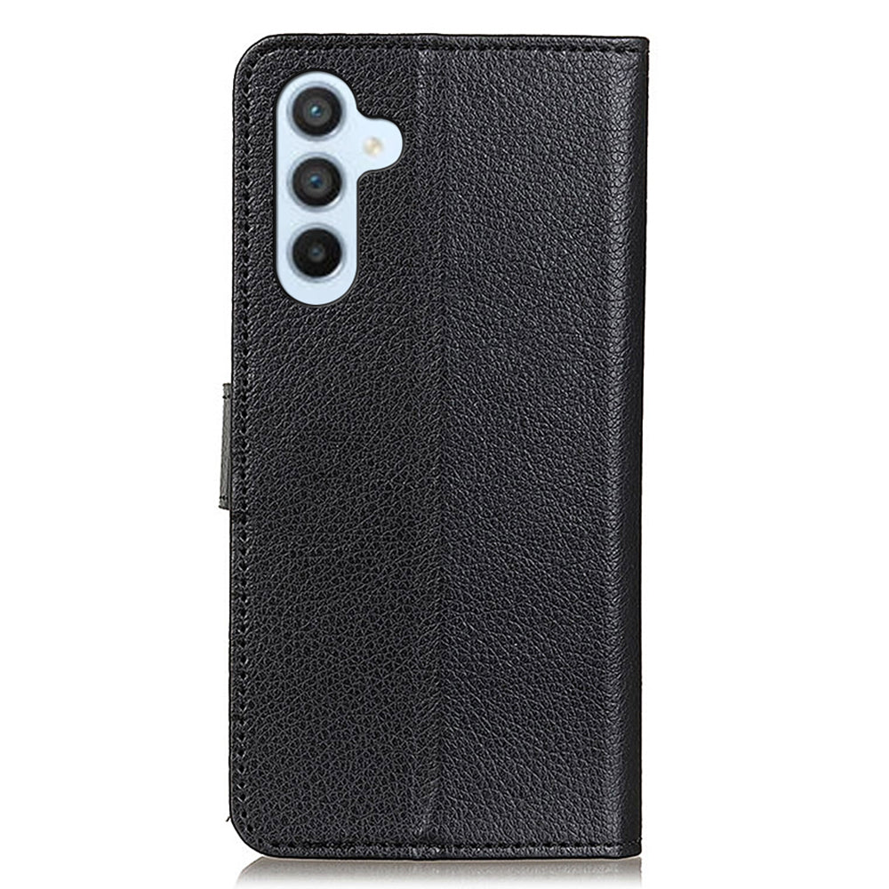 For Samsung Galaxy A16 5G / A16 4G Wallet Case PU Leather Phone Cover Litchi Texture - Black