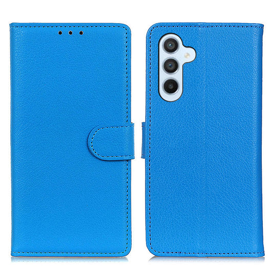 For Samsung Galaxy A16 5G / A16 4G Wallet Case PU Leather Phone Cover Litchi Texture - Blue