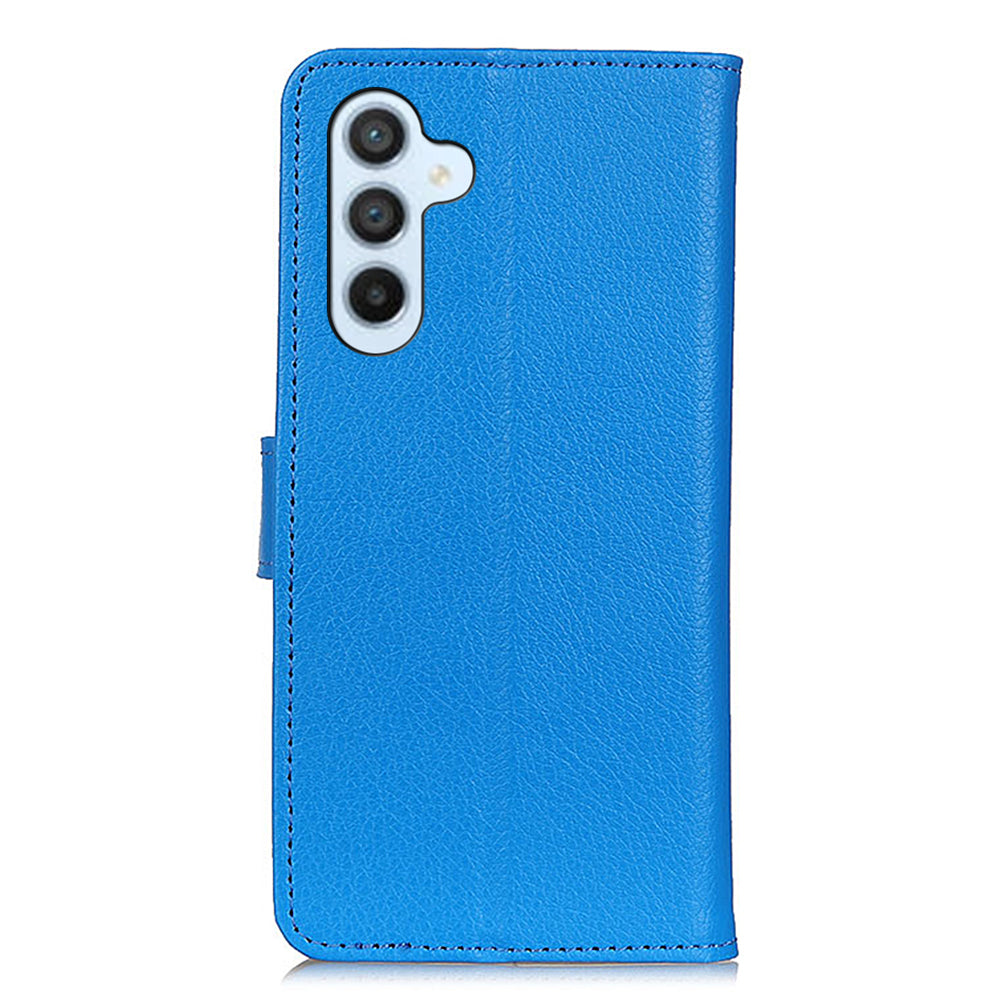 For Samsung Galaxy A16 5G / A16 4G Wallet Case PU Leather Phone Cover Litchi Texture - Blue