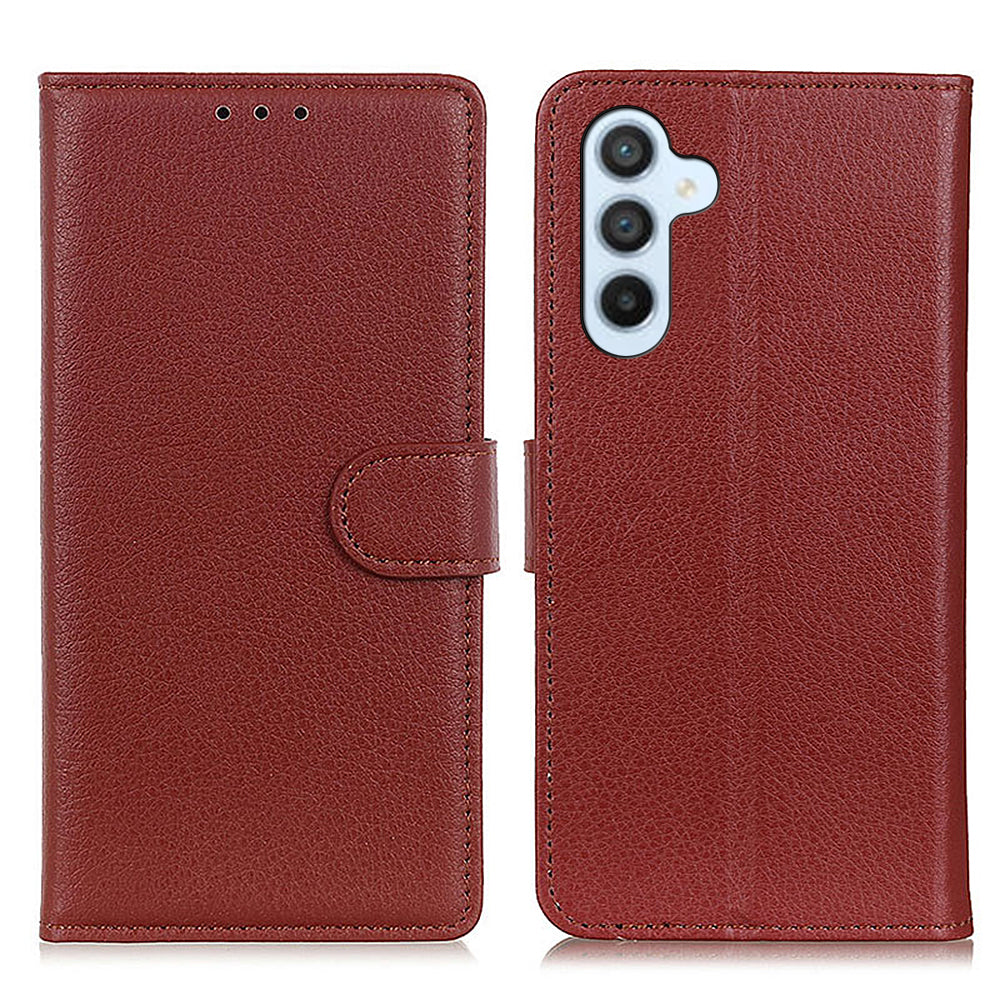 For Samsung Galaxy A16 5G / A16 4G Wallet Case PU Leather Phone Cover Litchi Texture - Brown