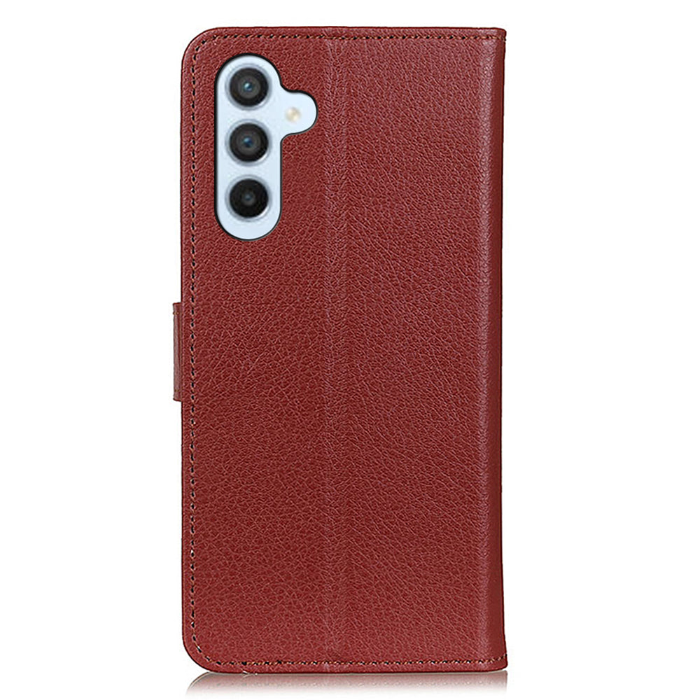 For Samsung Galaxy A16 5G / A16 4G Wallet Case PU Leather Phone Cover Litchi Texture - Brown