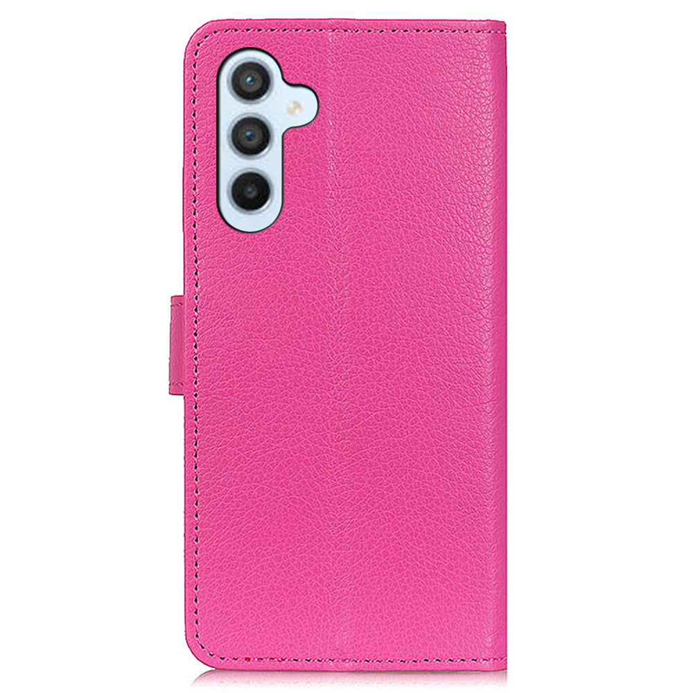 For Samsung Galaxy A16 5G / A16 4G Wallet Case PU Leather Phone Cover Litchi Texture - Rose