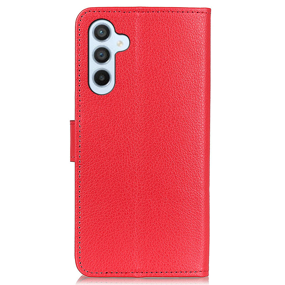 For Samsung Galaxy A16 5G / A16 4G Wallet Case PU Leather Phone Cover Litchi Texture - Red