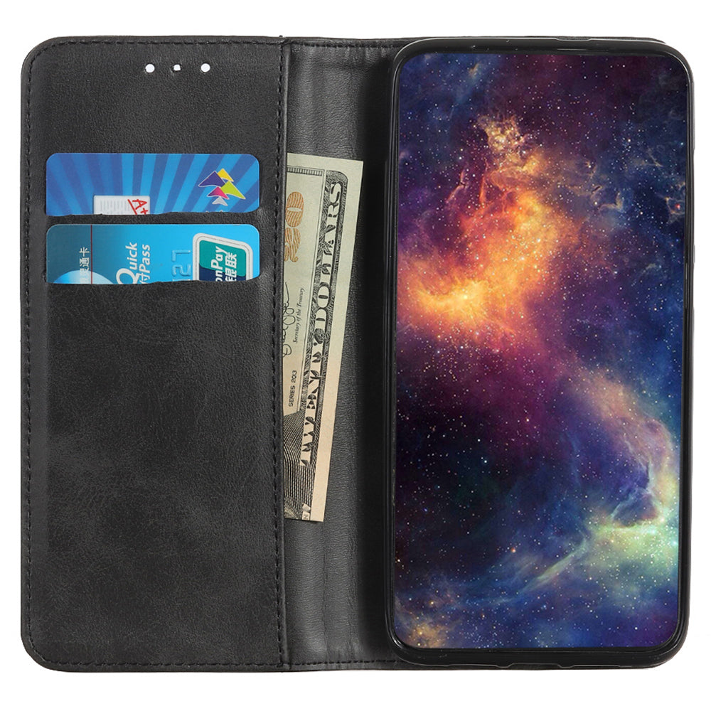 For Samsung Galaxy A16 5G / A16 4G Case Split Leather Flip Wallet Phone Cover - Black