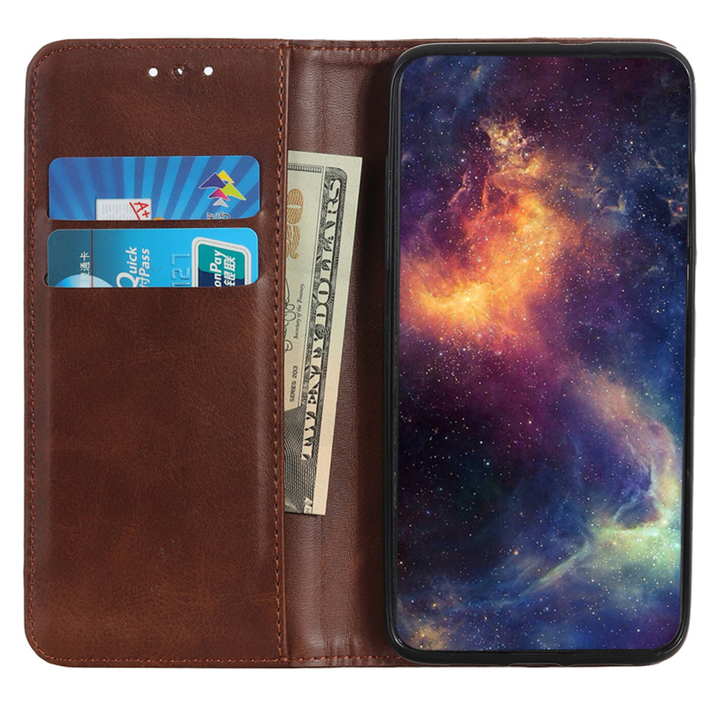 For Samsung Galaxy A16 5G / A16 4G Case Split Leather Flip Wallet Phone Cover - Coffee
