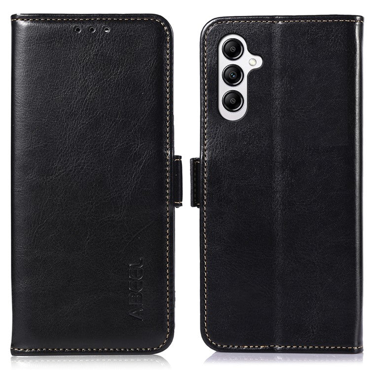 ABEEL For Samsung Galaxy A16 5G Case PU Leather Crazy Horse Texture Wallet Phone Cover - Black