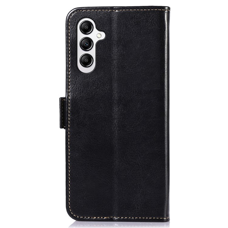 ABEEL For Samsung Galaxy A16 5G Case PU Leather Crazy Horse Texture Wallet Phone Cover - Black