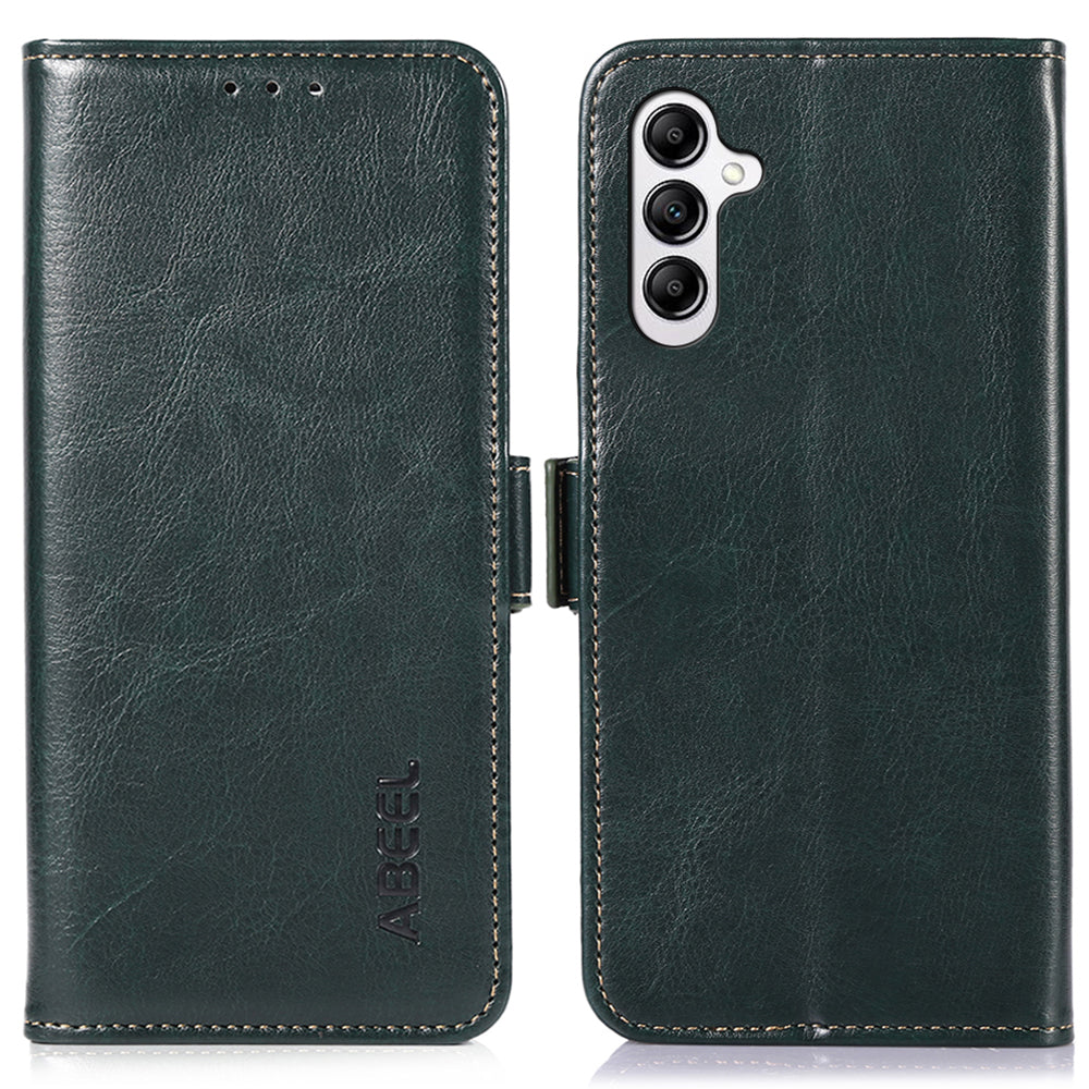 ABEEL For Samsung Galaxy A16 5G / A16 4G Case PU Leather Crazy Horse Texture Wallet Phone Cover - Green