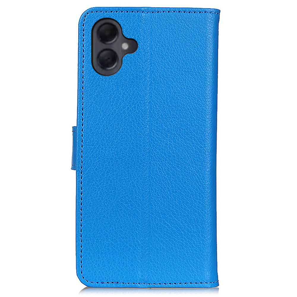 For Samsung Galaxy A06 Wallet Case PU Leather Phone Cover Litchi Texture - Blue