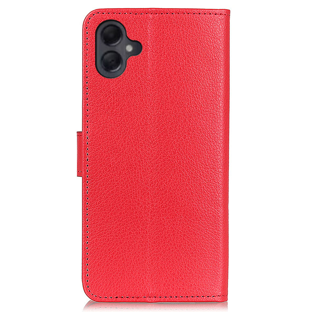 For Samsung Galaxy A06 Wallet Case PU Leather Phone Cover Litchi Texture - Red