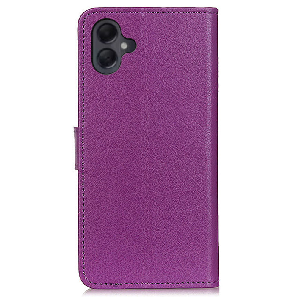 For Samsung Galaxy A06 Wallet Case PU Leather Phone Cover Litchi Texture - Purple