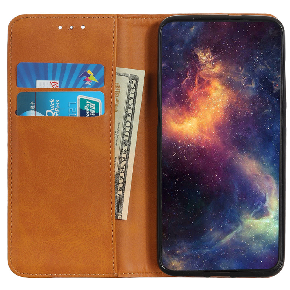 For Samsung Galaxy A06 Case Split Leather Flip Wallet Phone Cover - Brown