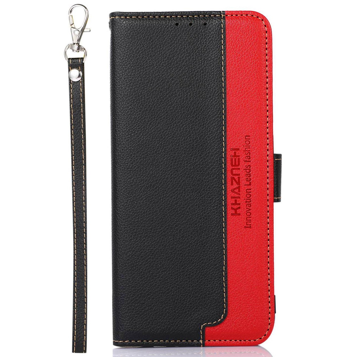 KHAZNEH For Samsung Galaxy A06 Case RFID Blocking Wallet PU Leather Phone Cover - Black