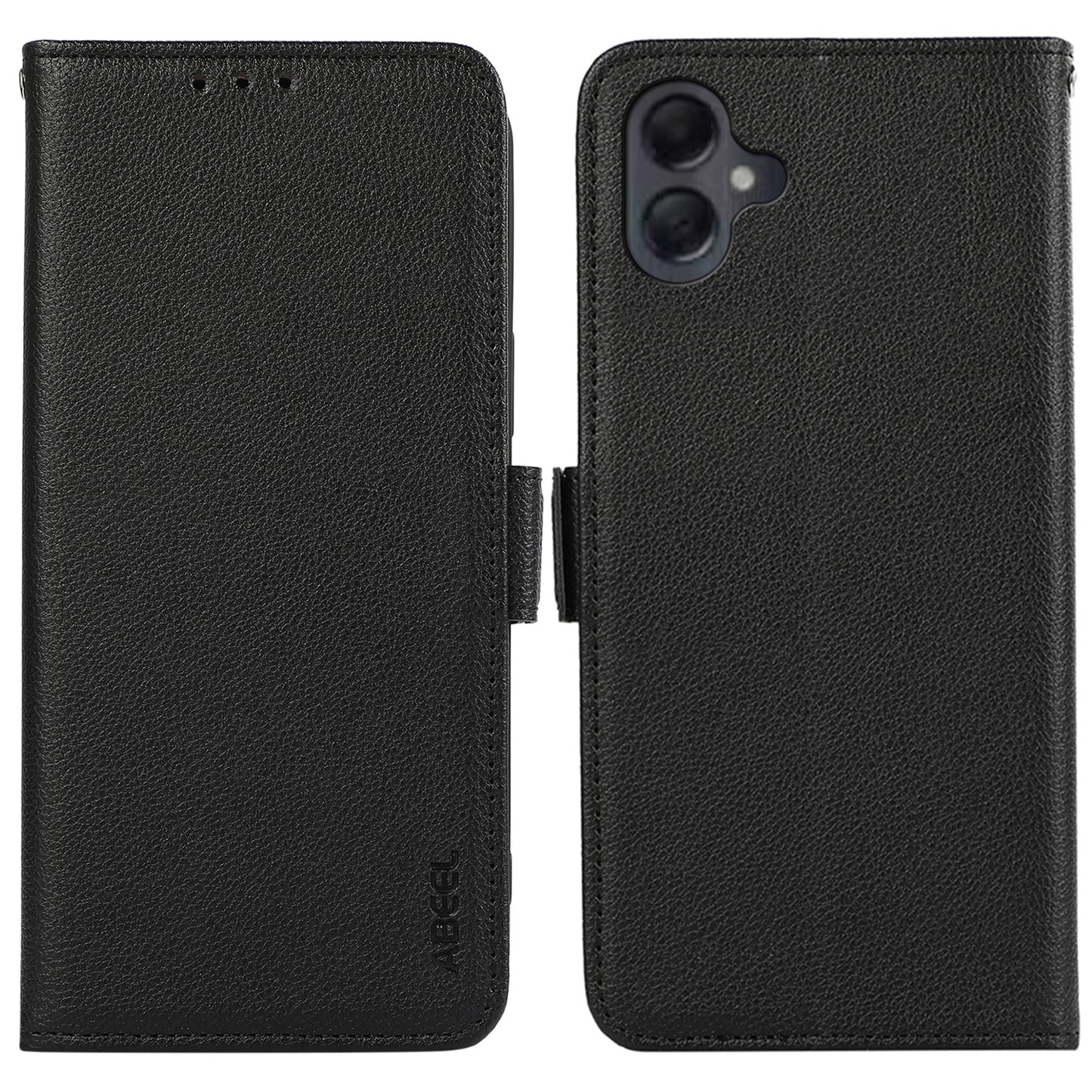 ABEEL For Samsung Galaxy A06 Case Litchi Texture Leather RFID Blocking Phone Cover - Black