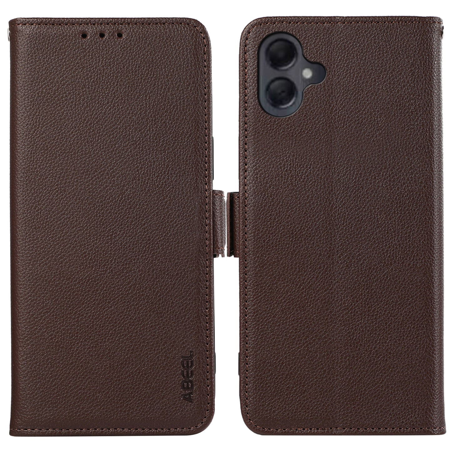 ABEEL For Samsung Galaxy A06 Case Litchi Texture Leather RFID Blocking Phone Cover - Brown