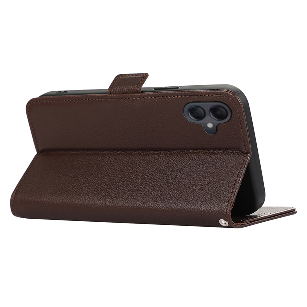 ABEEL For Samsung Galaxy A06 Case Litchi Texture Leather RFID Blocking Phone Cover - Brown