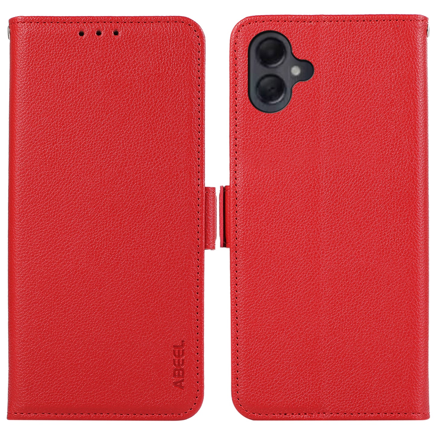 ABEEL For Samsung Galaxy A06 Case Litchi Texture Leather RFID Blocking Phone Cover - Red