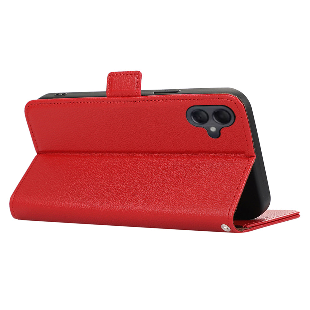 ABEEL For Samsung Galaxy A06 Case Litchi Texture Leather RFID Blocking Phone Cover - Red