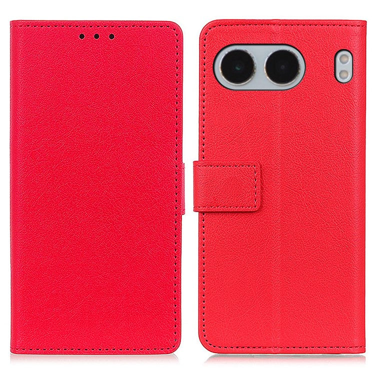 For OnePlus Nord 4 Case PU Leather Stand Wallet Phone Cover - Red