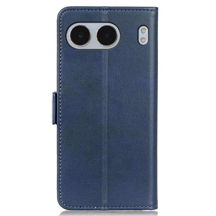For OnePlus Nord 4 Case Stand Cowhide Texture PU Leather Phone Cover - Blue