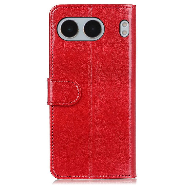For OnePlus Nord 4 Case Crazy Horse Texture PU Leather Phone Stand Cover - Red