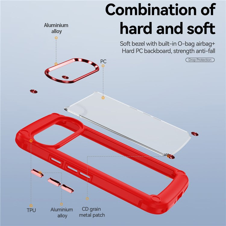 For Google Pixel 9 / 9 Pro Case Anti-Drop Alloy Lens Frame PC+TPU Phone Cover - Red