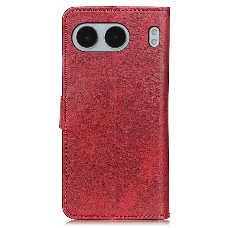 For OnePlus Nord 4 Stand Wallet Case Cowhide Texture Leather Phone Cover - Red