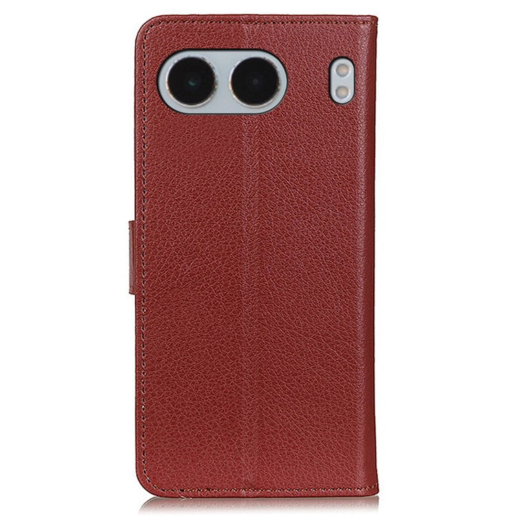 For OnePlus Nord 4 Wallet Case PU Leather Phone Cover Litchi Texture - Brown