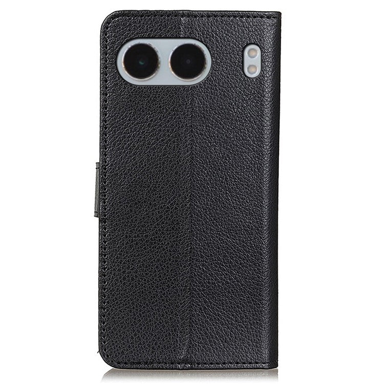 For OnePlus Nord 4 Wallet Case PU Leather Phone Cover Litchi Texture - Black