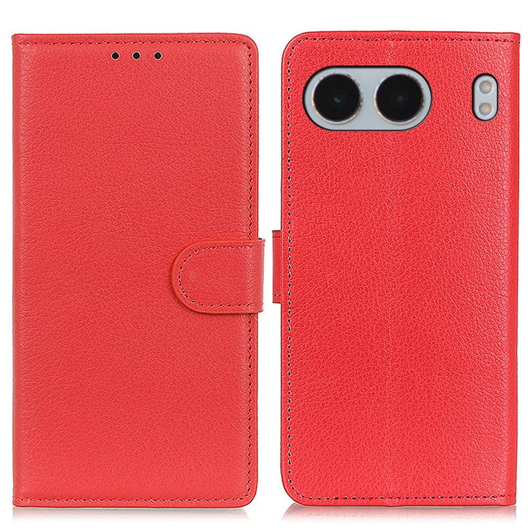 For OnePlus Nord 4 Wallet Case PU Leather Phone Cover Litchi Texture - Red
